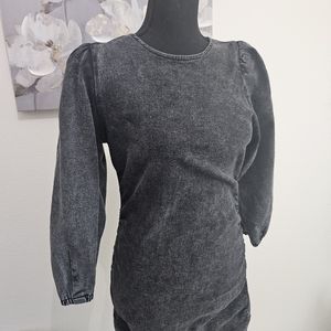 Zara Balloon Sleeve Denim Dress Size M
